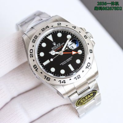 C Factory Mens ROLEX Explore Watch Explorer II 904L Steel 2836  Black 42MM Watch terra classic explorer